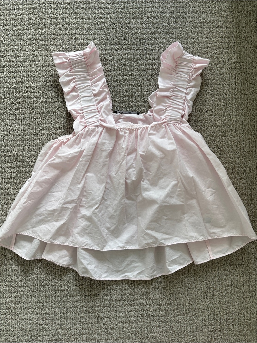 Ruffled Sleeveless Bubble Pink Cotton Top